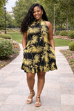 Black & Yellow Halter Neck Dress