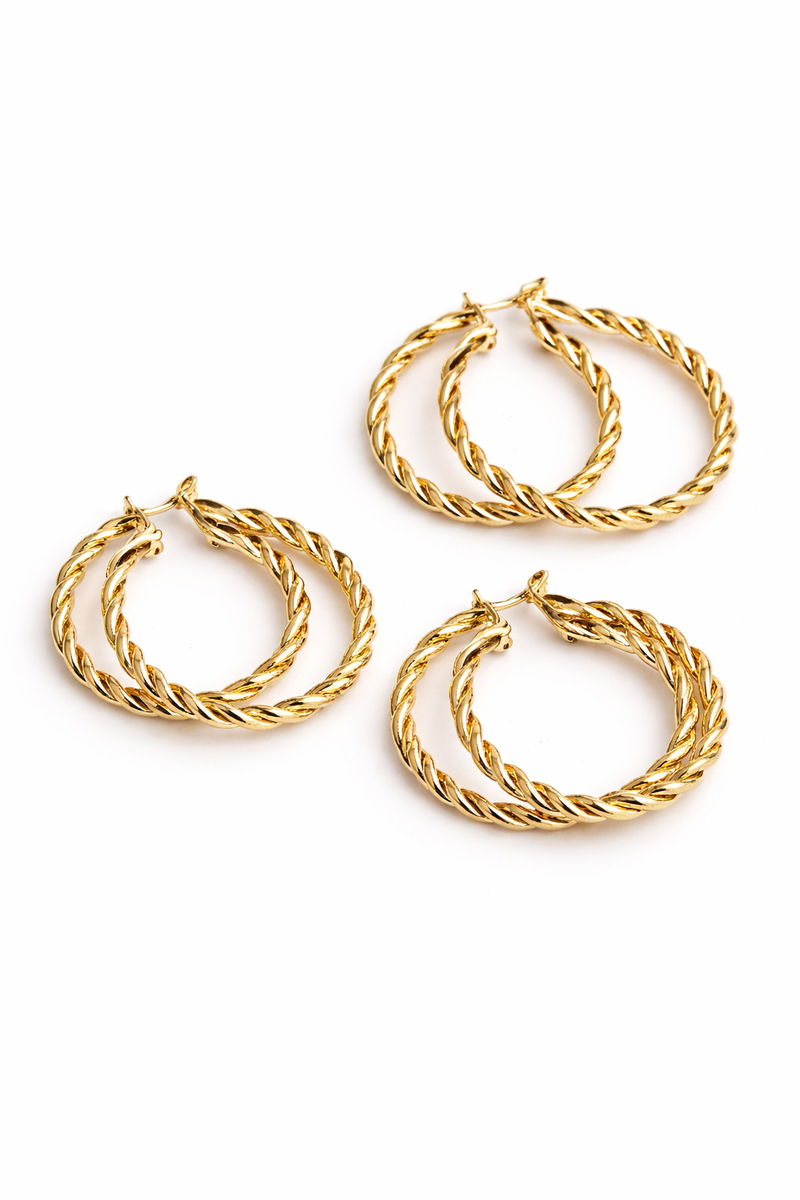 Golden Twist Duo Hoops - Sarai Afrique