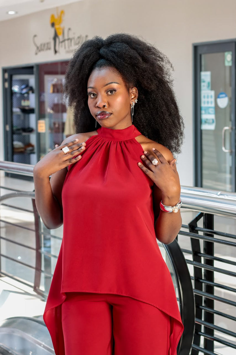 Halter Neck Set-Red (top)