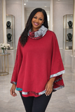 SA Red Turtle Neck Poncho