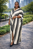 Cream & Black V-neck Kaftan