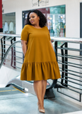 Mustard V-tiered Dress