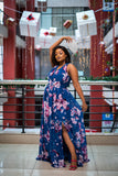 Blue floral gown dress