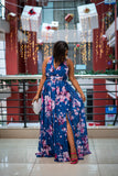 Blue floral gown dress