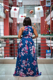 Blue floral gown dress