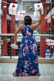 Blue floral gown dress