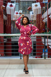 Maroon button belt dress