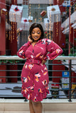 Maroon button belt dress