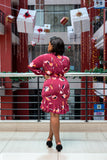 Maroon button belt dress