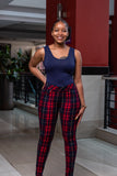 Red checked jeggings , pants,- Sarai Afrique