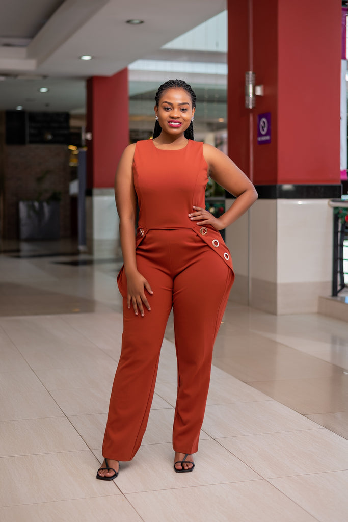 Shania Jumpsuit Set - Burnt Orange