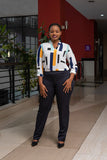 Navy blue one button trouser suit