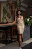 Gold strappy glitter dress , Dress,- Sarai Afrique