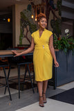 Yellow button straight dress