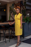 Yellow button straight dress