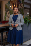 Grey blue checked blazer