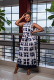 Ivory Navy maxi dress , ,- Sarai Afrique