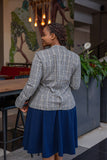 Grey blue checked blazer