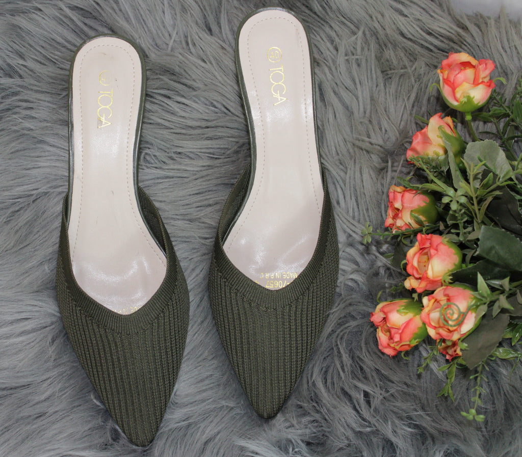Green slip on heels-sarai afrique