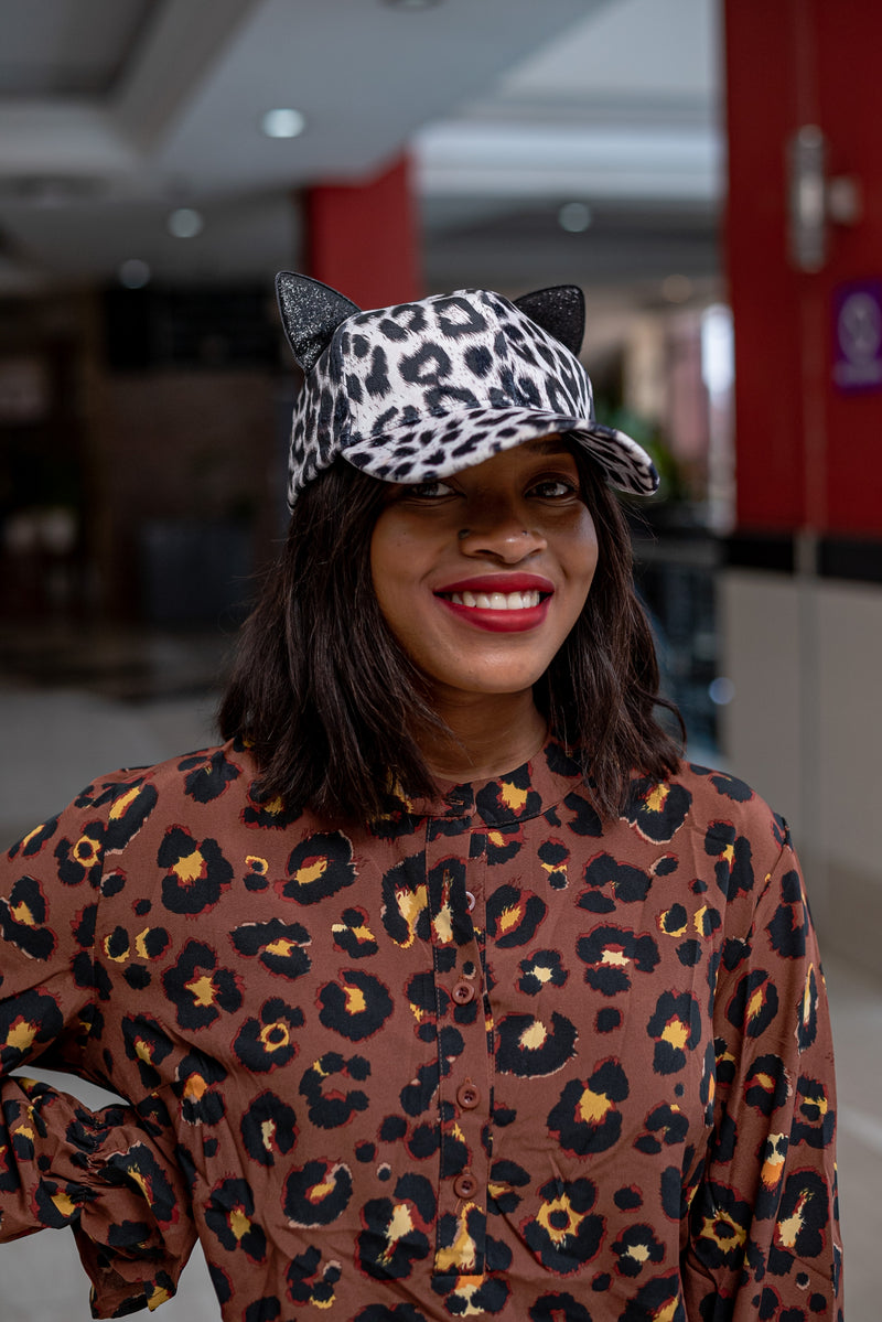 Leopard print kitty cap , hats,- Sarai Afrique