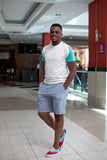 Blue checked shorts-sarai afrique