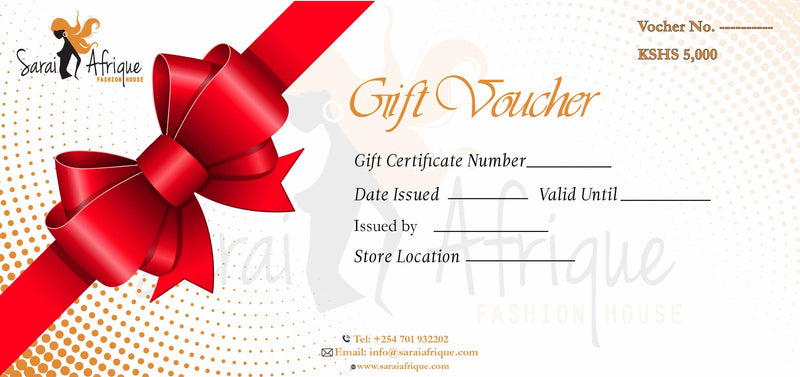 Gift Voucher 5,000 , Gift, Gifts, Voucher,- Sarai Afrique